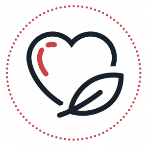 dessin logo d'un coeur et d'une feuille