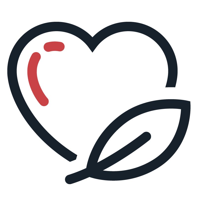 dessin logo d'un coeur et d'une feuille